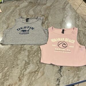 Destin Florida Stay Salty & Miramar Beach Cropped Tank Tops (Size L)